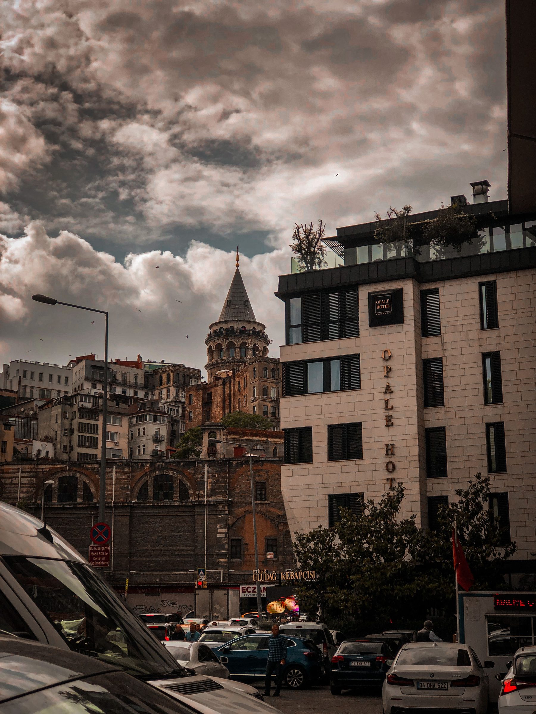 Galata Tower with Istanbul's new business districts in the background