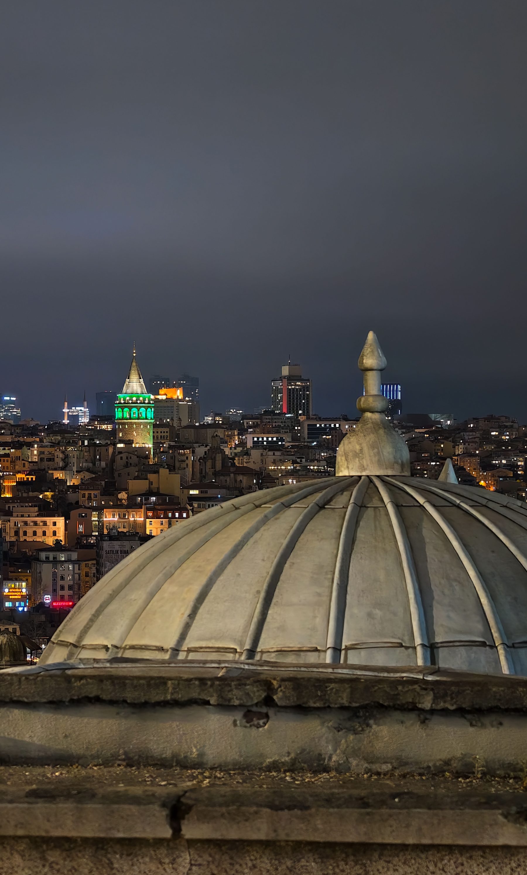 Beyoğlu rooftops at dusk, seen from Galata Tower