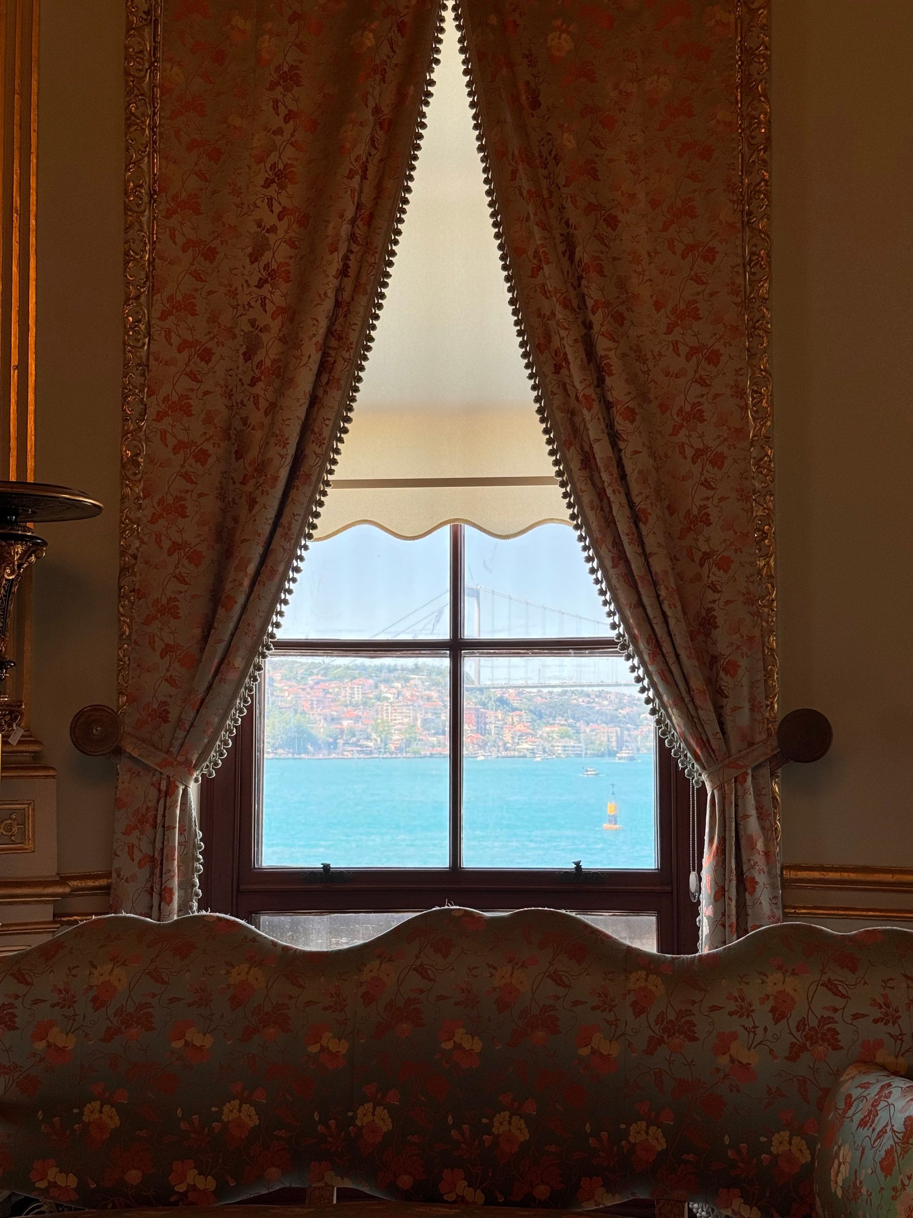 Living room of a residence with Bosphorus and bridge views