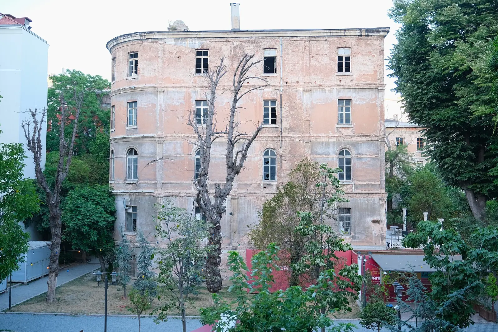 The former Saint Joseph French Orphanage building and the garden in front
